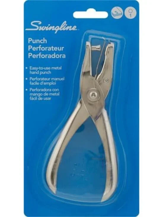 1 Hole Punch, 5 Sheet Capacity Hole Puncher, Single Hole Paper Punch, Chrome 740 - Picture 2 of 12